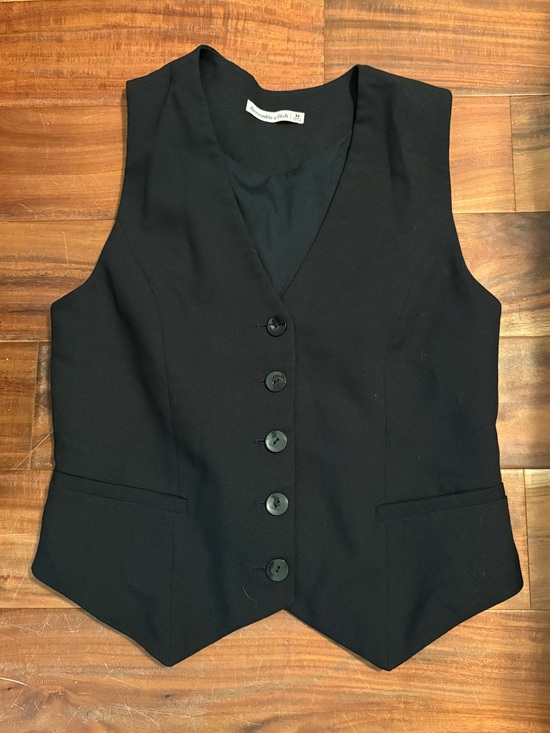 Abercrombie & Fitch Tops - Abercrombie & Fitch Black Tailored Button Front Vest Waistcoat Medium M (1146)